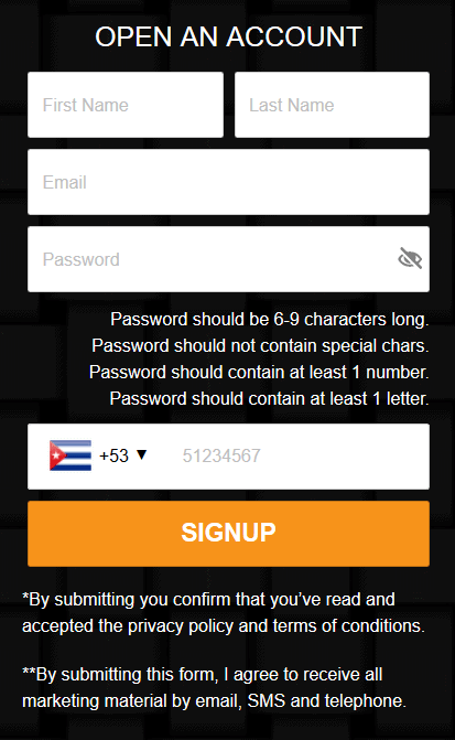 Account register form of Cryptosoft