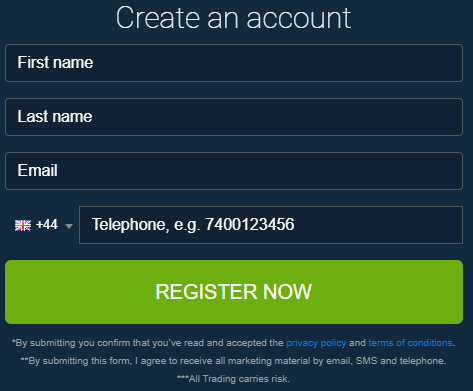 Registrační formulář Bitcode Prime
