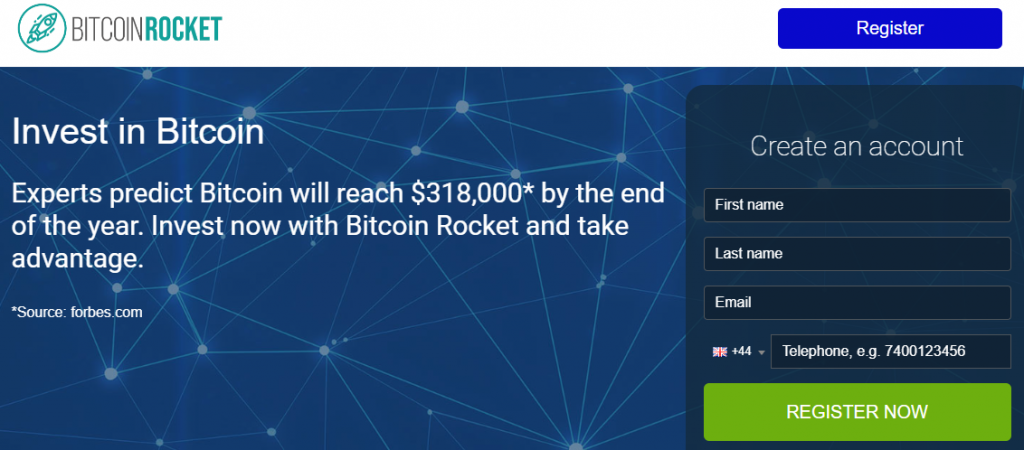 Bitcoin Rocket hjemmeside