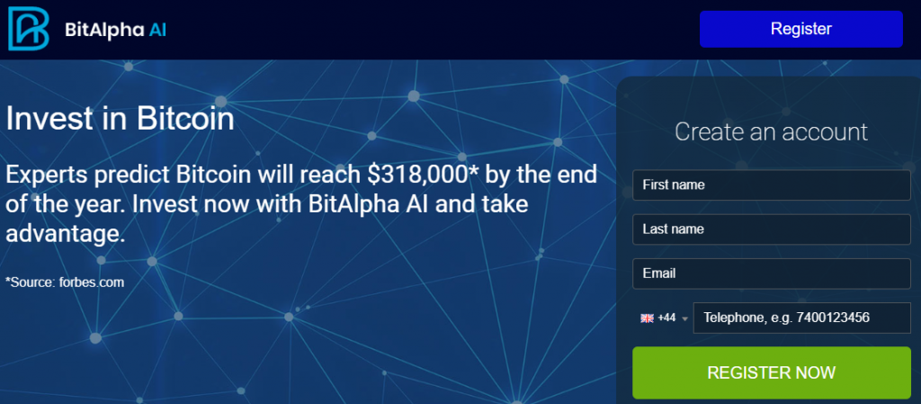 BitAlpha AI mājas lapa